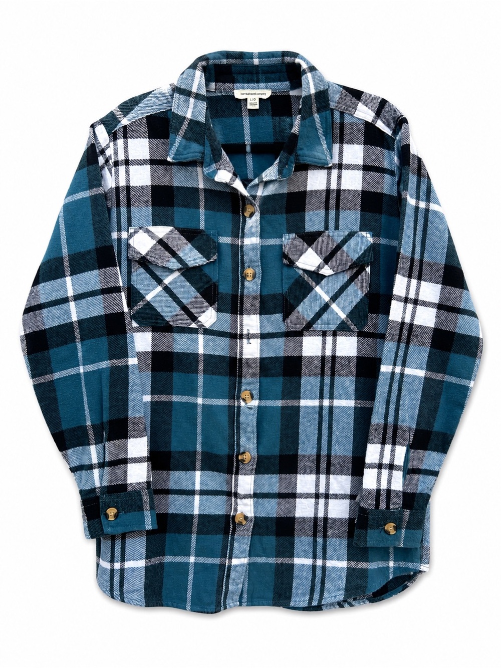 Men’s BeachLunchLounge Blue Plaid Flannel Button Front Shirt Small